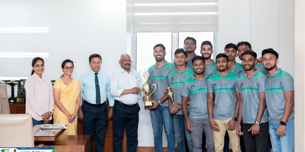 NSBM Rugby Team Presents Vice Chancellor the APIIT Extravaganza 2023 Championship Trophy