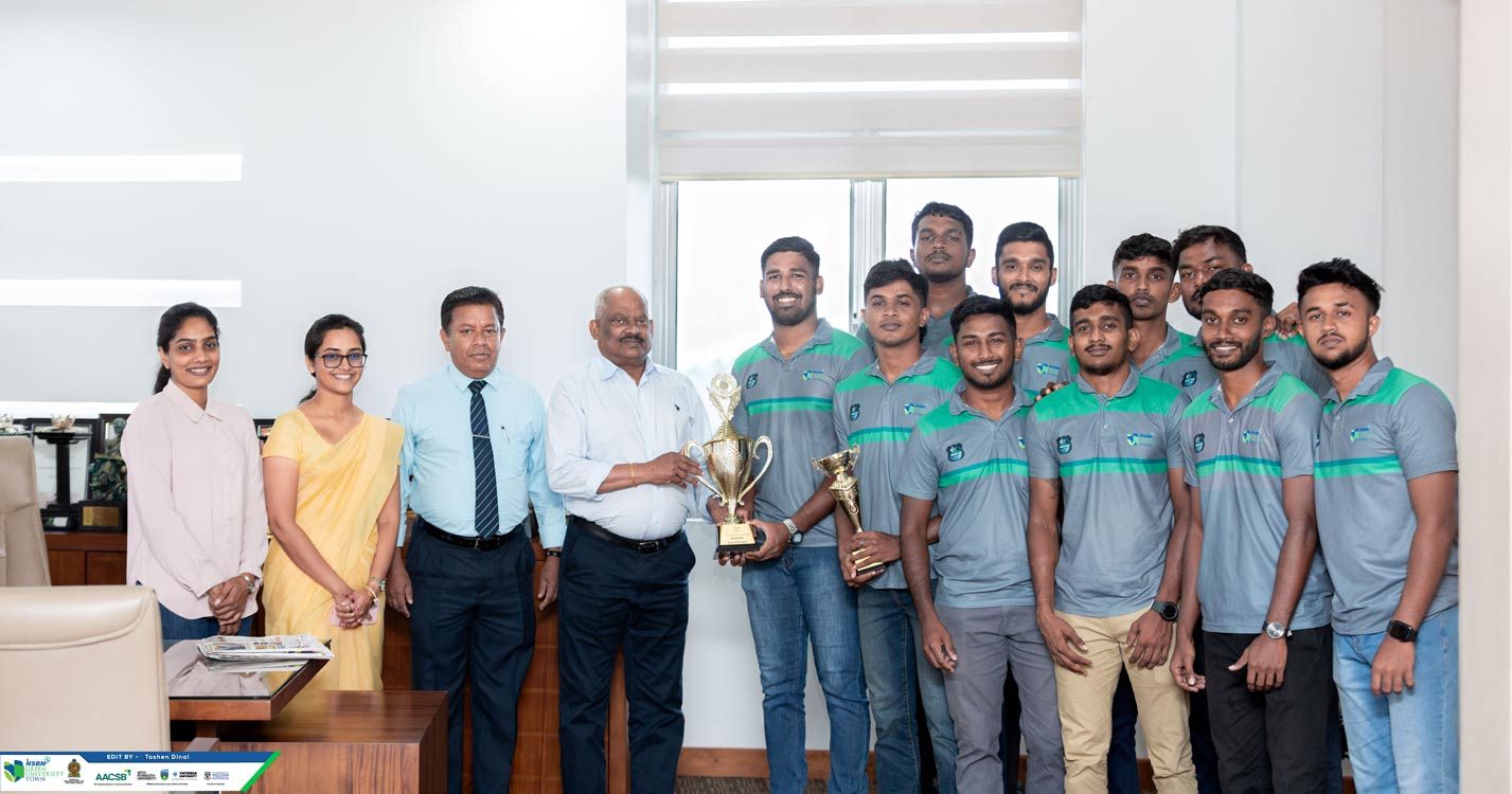 NSBM Rugby Team Presents Vice Chancellor the APIIT Extravaganza 2023 Championship Trophy